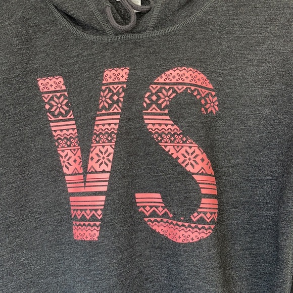 VICTORIA’S SECRET Black Pink Snowflake Cropped Hoodie Sweatshirt Size XS - Picture 5 of 10